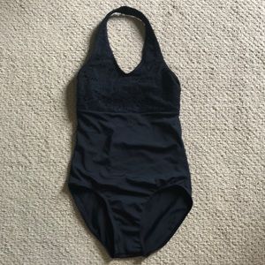 Lace open back black leotard/Balera/size LC